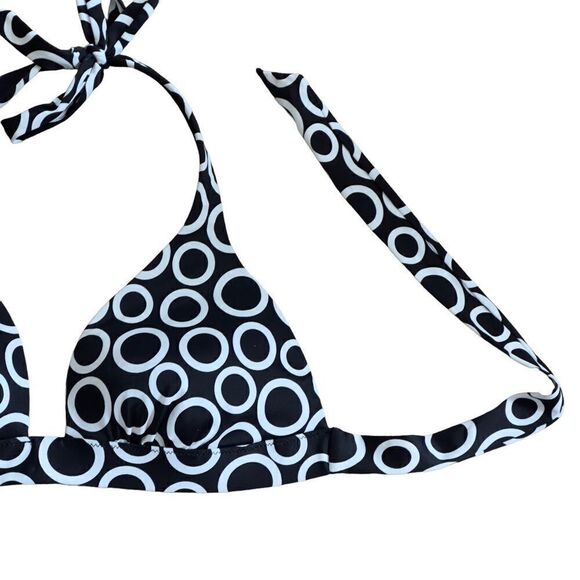 Victoria’s Secret Black & White Circle Triangle Bikini Top LARGE - Picture 3 of 10
